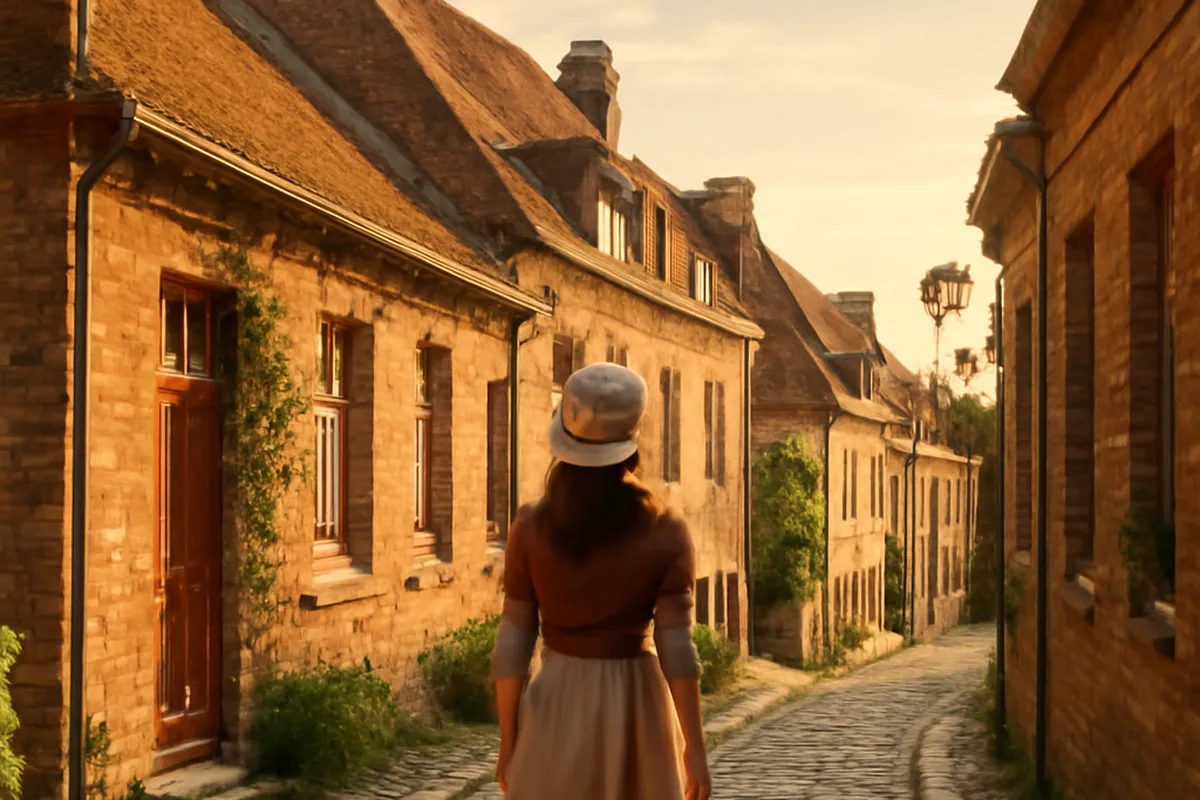 Vue aérienne du village de Cassel perchée sur sa colline en Flandre.