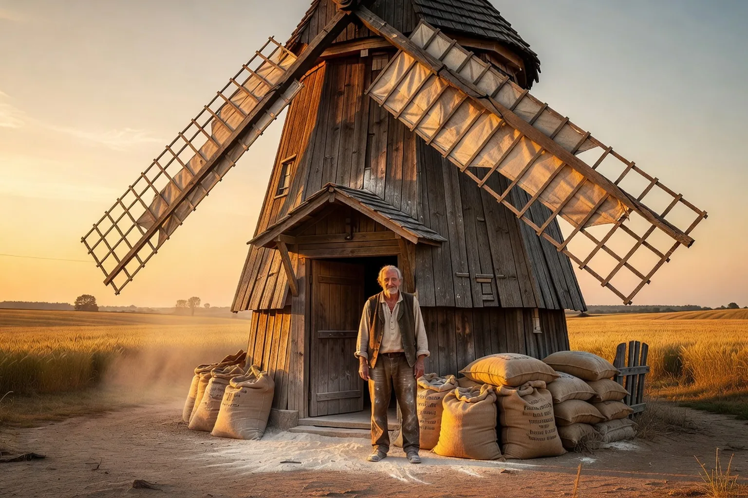 Ailes d'un moulin à vent flamand se découpant sur le ciel des Monts de Flandre